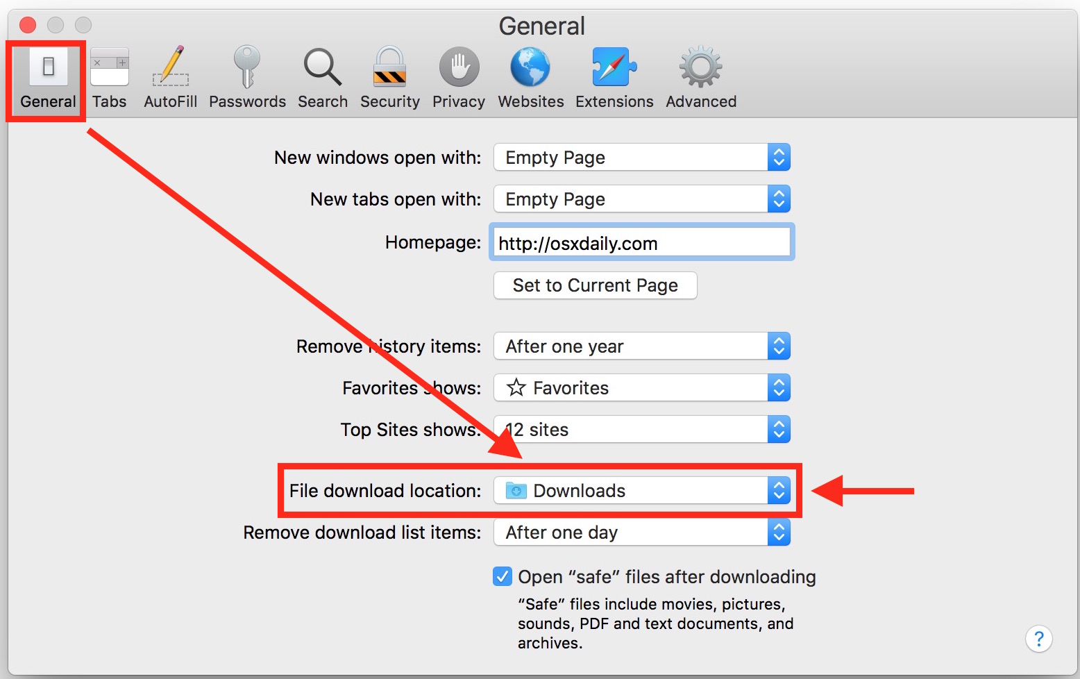 Setting right click download position mac os